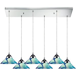 Refraction LED 30 inch Polished Chrome Mini Pendant Ceiling Light in Carribean
