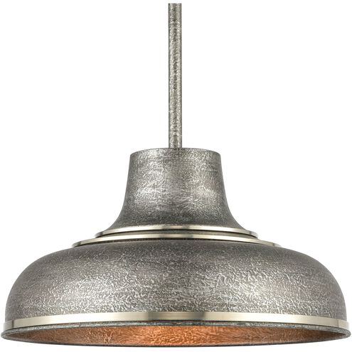 Kerin 1 Light 16 inch Textured Silvery Gray with Polished Nickel Pendant Ceiling Light