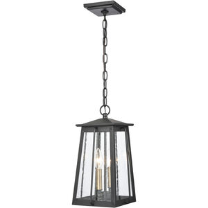 Kirkdale 2 Light 9 inch Matte Black with Natural Brass Outdoor Pendant