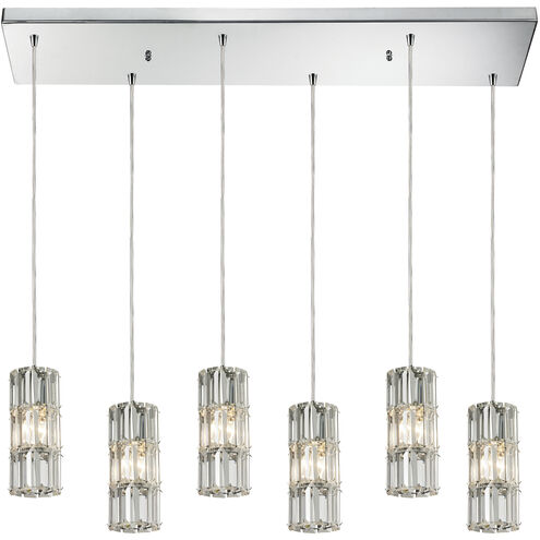 Cynthia 6 Light 30 inch Polished Chrome Multi Pendant Ceiling Light in Rectangular Canopy, Configurable