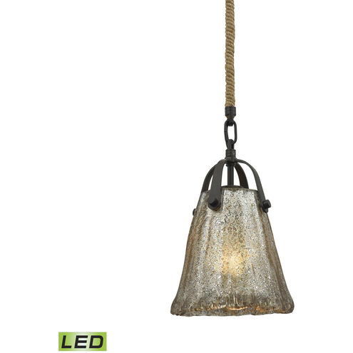 Hand Formed Glass LED 7 inch Oil Rubbed Bronze Mini Pendant Ceiling Light