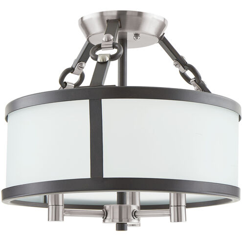 Armstrong Grove 3 Light 13 inch Espresso with Satin Nickel Semi Flush Mount Ceiling Light