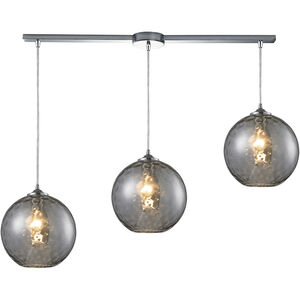 Watersphere 3 Light 36 inch Polished Chrome Multi Pendant Ceiling Light in Smoke, Configurable