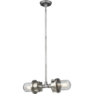 Briggs 2 Light 21 inch Weathered Zinc with Satin Nickel Linear Chandelier Ceiling Light