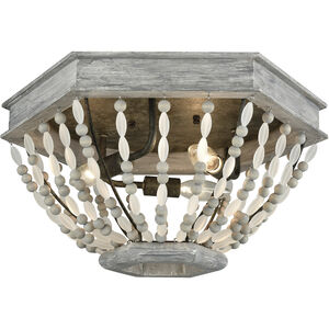 Summerton 3 Light 18 inch Washed Gray with Malted Rust Flush Mount Ceiling Light
