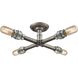 Cast Iron Pipe 4 Light 16 inch Weathered Zinc with Zinc Semi Flush Mount Ceiling Light