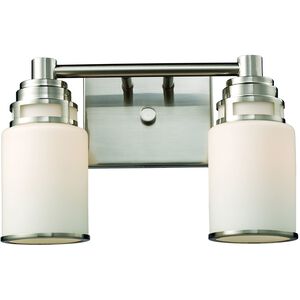 Bryant 2 Light 14 inch Satin Nickel with White Vanity Light Wall Light in Incandescent