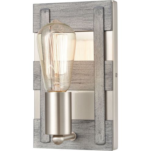 Brigantine 1 Light 5 inch Satin Nickel with Weathered Driftwood Vanity Light Wall Light