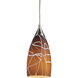 Abstractions 1 Light 4 inch Nickel with Brown Pendant Ceiling Light
