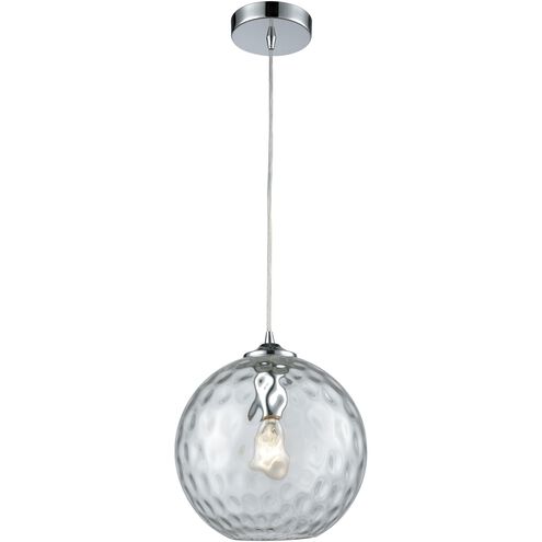 Watersphere 1 Light 10 inch Polished Chrome Mini Pendant Ceiling Light in Hammered Clear Glass