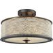 Glass Beads 3 Light 16 inch Oil Rubbed Bronze Semi Flush Mount Ceiling Light