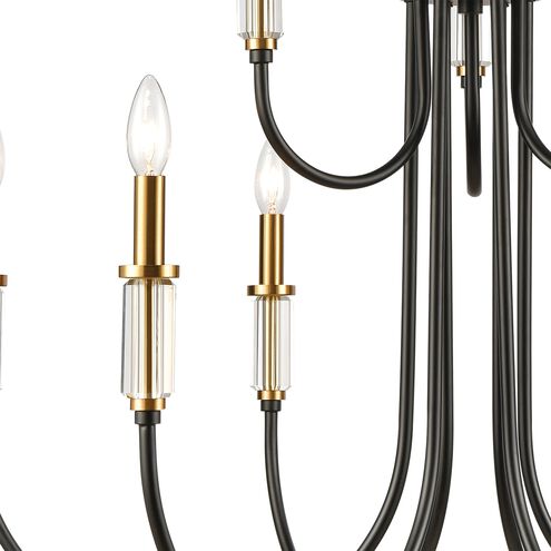 Glendon 9 Light 31 inch Matte Black with Burnished Brass Chandelier Ceiling Light
