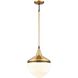 Mid-Century Schoolhouse 1 Light 12 inch Satin Brass with Matte Black Mini Pendant Ceiling Light
