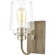 Bakersfield 1 Light 7 inch Light Wood with Satin Nickel Vanity Light Wall Light