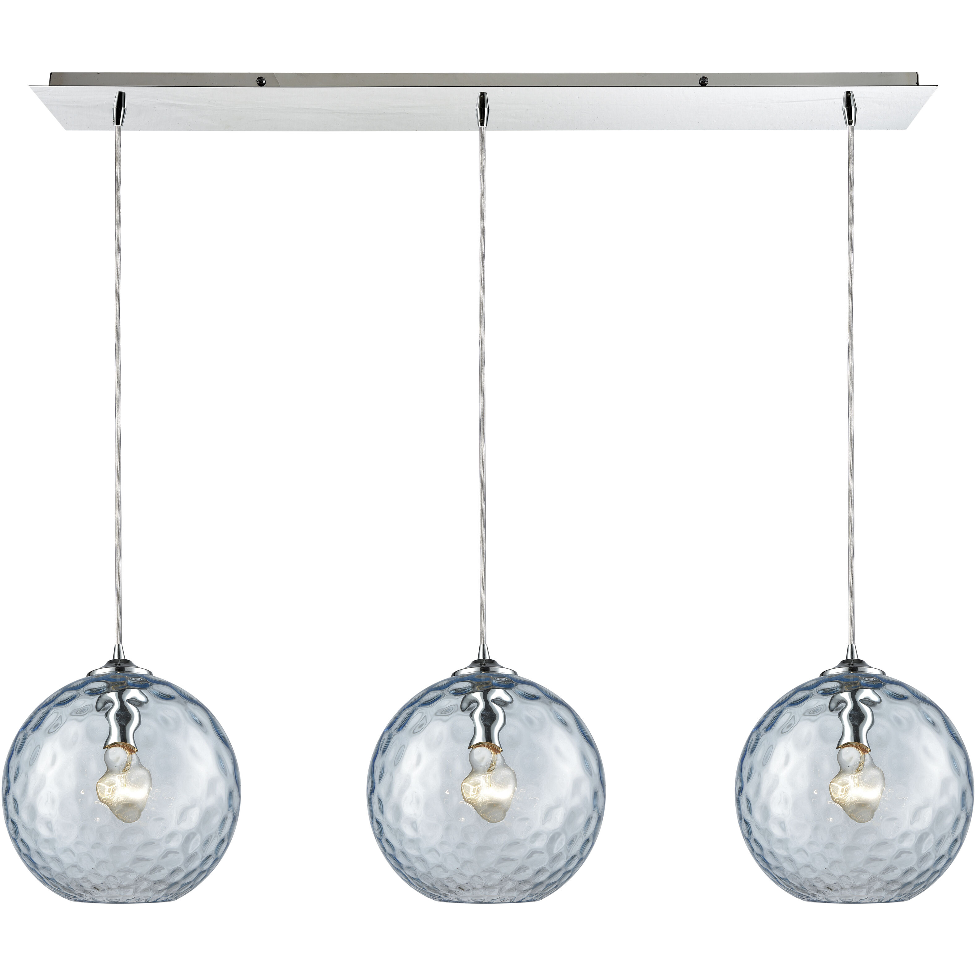 ELK 31380 3LP AQ Watersphere Multi Pendant Ceiling Light in Hammered Aqua Glass Configurable
