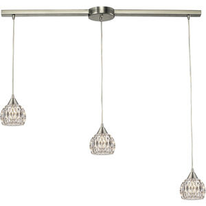 Kersey 3 Light 36 inch Satin Nickel Multi Pendant Ceiling Light in Linear with Recessed Adapter, Configurable