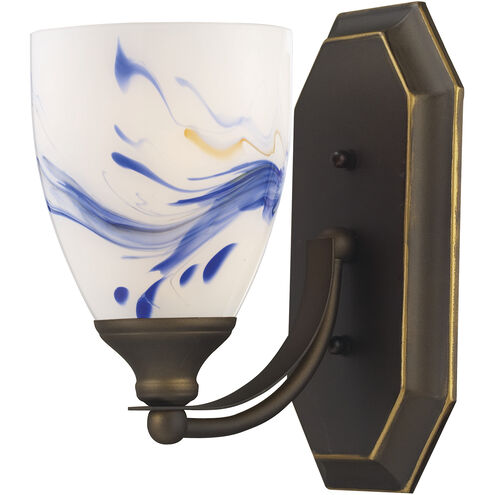 Mix-N-Match 1 Light 8 inch Aged Bronze Vanity Light Wall Light in Mountain Glass, Incandescent