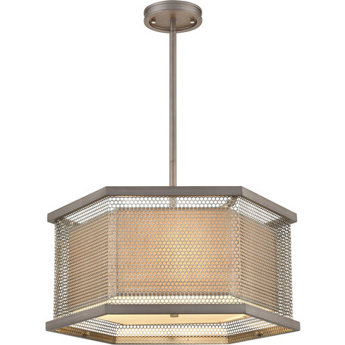 Crestler 3 Light 22 inch Weathered Zinc with Polished Nickel Chandelier Ceiling Light