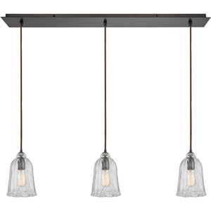 Hand Formed Glass 3 Light 36 inch Oil Rubbed Bronze Mini Pendant Ceiling Light in Linear, Linear