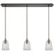 Hand Formed Glass 3 Light 36 inch Oil Rubbed Bronze Mini Pendant Ceiling Light in Linear, Linear