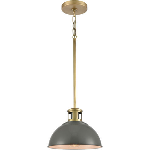 Lyndon 1 Light 10 inch Gray with Brass Mini Pendant Ceiling Light