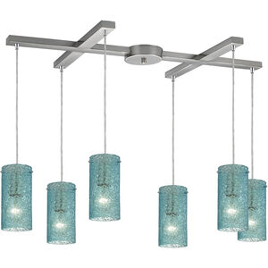 Ice Fragments 6 Light 33 inch Satin Nickel Multi Pendant Ceiling Light in Clear, Light Bar, Configurable