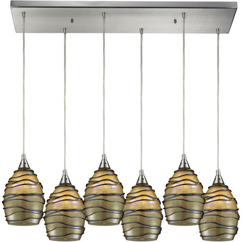 Vines 6 Light 30 inch Satin Nickel Multi Pendant Ceiling Light in Incandescent, Rectangular Canopy, Configurable