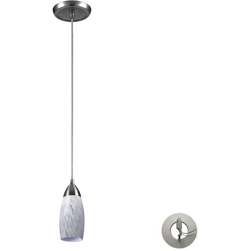 Milan 1 Light 3 inch Satin Nickel Mini Pendant Ceiling Light in Snow White Glass