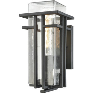 Croftwell 1 Light 12 inch Textured Matte Black with Clear Outdoor Sconce