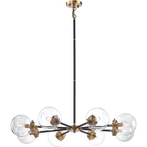 Boudreaux 8 Light 36 inch Matte Black with Antique Gold and Clear Chandelier Ceiling Light