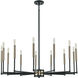 Livingston 13 Light 38 inch Matte Black with Satin Brass Chandelier Ceiling Light