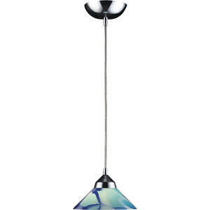 Refraction 1 Light 7 inch Polished Chrome Multi Pendant Ceiling Light in Carribean, Standard, Configurable 