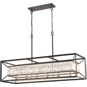 Starlight 6 Light 42 inch Charcoal with Satin Brass Linear Chandelier Ceiling Light