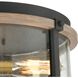 Geringer 3 Light 15 inch Charcoal with Beechwood and Burnished Brass Flush Mount Ceiling Light