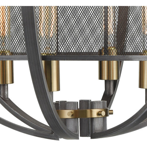 Ellicott 6 Light 24 inch Weathered Zinc with Satin Brass Chandelier Ceiling Light