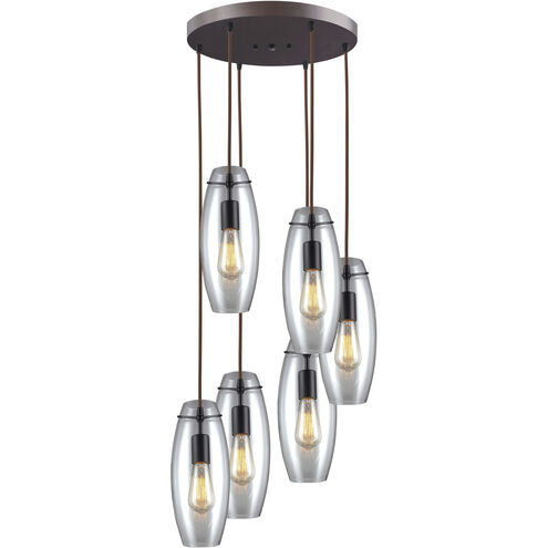 Menlow Park 6 Light 15 inch Oil Rubbed Bronze Multi Pendant Ceiling Light, Round