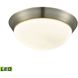 Contours LED 12.75 inch Satin Nickel with White Flush Mount Ceiling Light