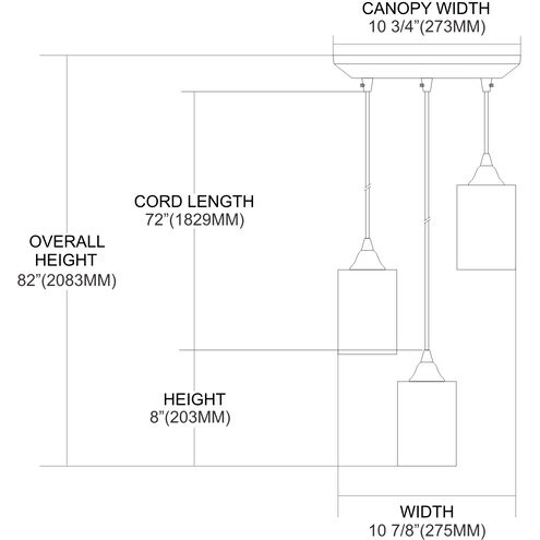 Kersey 3 Light 10 inch Satin Nickel Multi Pendant Ceiling Light, Configurable