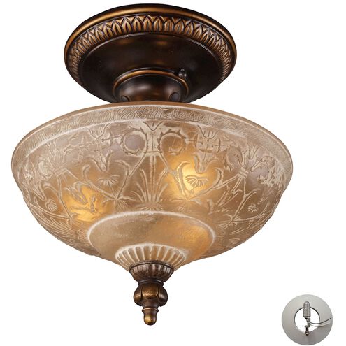 Restoration 3 Light 12 inch Golden Bronze Semi Flush Mount Ceiling Light
