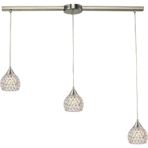Kersey 3 Light 36 inch Satin Nickel Multi Pendant Ceiling Light in Linear with Recessed Adapter, Configurable