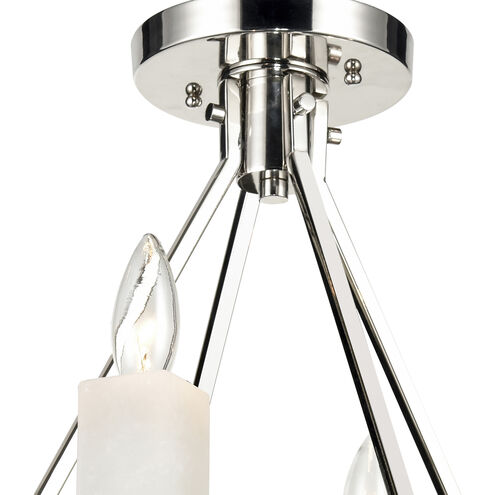 White Stone 4 Light 18 inch Polished Nickel with Sunbleached Oak Semi Flush Mount Ceiling Light