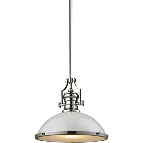 Chadwick 1 Light 17 inch Polished Nickel with Gloss White Pendant Ceiling Light