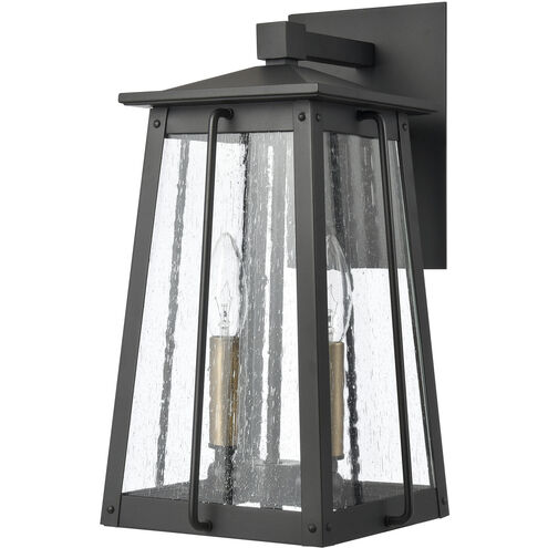 Kirkdale 2 Light 15 inch Matte Black with Natural Brass Outdoor Sconce