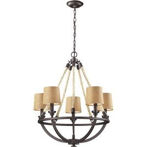 Natural Rope 5 Light 22 inch Aged Bronze Chandelier Ceiling Light