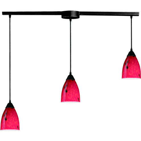 Classico 3 Light 36 inch Dark Rust Multi Pendant Ceiling Light in Fire Red, Configurable