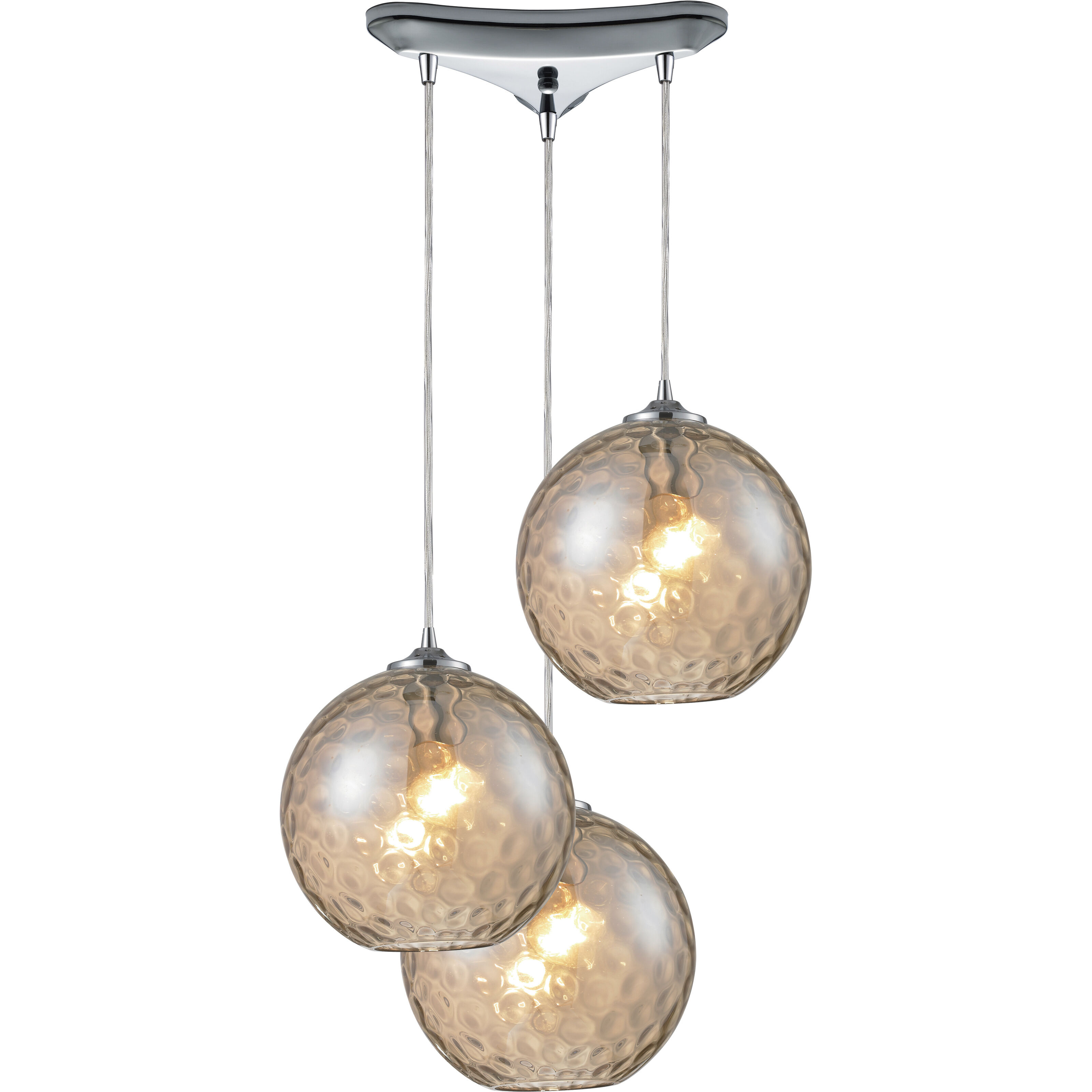 Watersphere 3 Light 12 inch Polished Chrome Multi Pendant Ceiling Light in Champagne Configurable