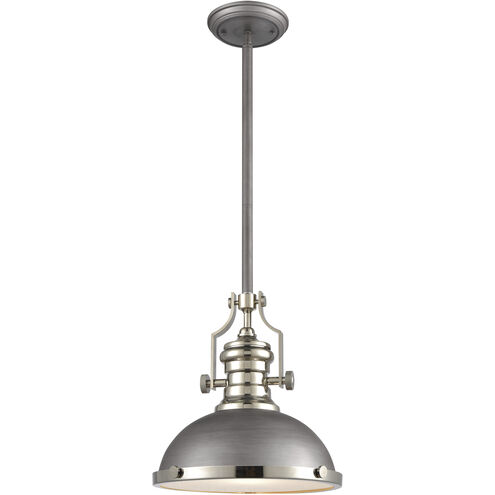 Chadwick 1 Light 13 inch Weathered Zinc with Polished Nickel Pendant Ceiling Light