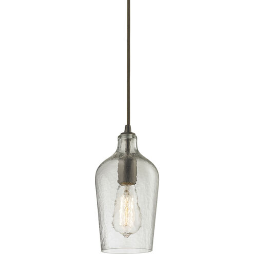 Hammered Glass 1 Light 5 inch Oil Rubbed Bronze Multi Pendant Ceiling Light in Hammered Clear Glass, Configurable