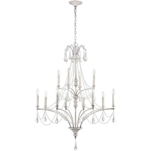 French Parlor 12 Light 36 inch Vintage White Chandelier Ceiling Light