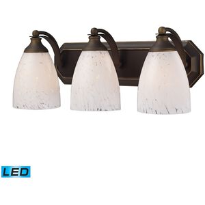 Mix-N-Match LED 20 inch Aged Bronze Vanity Light Wall Light in Snow White Glass, 3